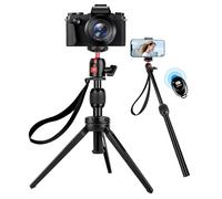 JOILCAN Mini Camera Tripod, Aluminum Alloy Portable Desktop Tripods with 360° Adjustable Ball Head, Handheld Tripod for iPhone, Camera Canon G7X Mark & Sony, Loads up 4KG