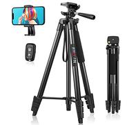 JOILCAN Phone Tripod, 63'' Tripod for iPhone with Wireless Remote Shutter, Aluminum Extendable Mobile Phone Stand with Holder, Lightweight Travel Tripods for Smartphone/DSLR/Camera, Camera Stand