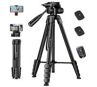 JOILCAN Phone Tripod for iPhone 67 Inch/171cm, Detachable 3 Way Pan Head Aluminum Extendable Camera Tripod Stand with Phone Holder & Wireless Remote Shutter, Smartphone Tripod for Samsung/Android