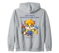 Join God's Construction Crew - Kids Christian Faith Animal Zip Hoodie