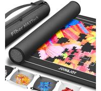 Join&Joy Jigsaw Puzzle Mat Roll Up, Rubber Saver Pad 46" x 26 ", with 4 Sorting Trays & Travel Storage Bag, Portable Rollup Puzzles Keeper, Up to 1500 Pieces
