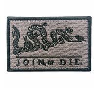 Join Or Die Tactical Embroidered Morale Applique Fastener Hook&Loop Patch - Coyote Tan