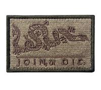 Join Or Die Tactical Embroidered Morale Applique Fastener Hook & Loop Patch - Multitan