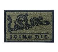 Join Or Die Tactical Embroidered Morale Applique Fastener Hook&Loop Patch - Olive Drab