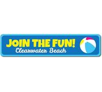 Join The Fun Sign, Personalized Kid Name/Beach Location Bedroom Sign102 for Indoor Outdoor Yard Street Signs 16x4 inches