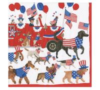 Join The Parade Dogs 4th July USA Stars and Stripes Caspari Paper Table Napkins 33 cm Square 3 ply Lunch Napkins