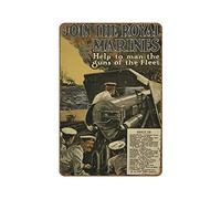 Join The Royal Marines Help To Man The Guns Of The Fleet Vintage Classic Metal Tin Sign British Ww1 Propaganda Poster Novelty Retro Metal Tin Sign Gifts For Men Women 8x5.5 Inch Plaque Tin Sign