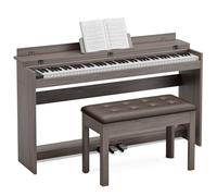 JOINATRE 88 Key Full Size Digital Piano Keyboard,Weighted Hammer Action Electric Piano with Professional Three-Pedal & Multi-Functional Dust Cover (Grey with Bench)
