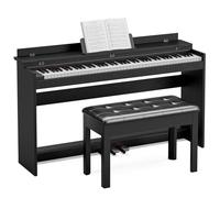 JOINATRE 88 Key Full Size Digital Piano Keyboard,Weighted Hammer Action Electric Piano with Professional Three-Pedal & Multi-Functional Dust Cover (Bright black with Bench)