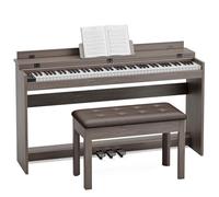 JOINATRE 88 Key Weighted Full Size Digital Piano Keyboard,Triple Pedal& Dust Cover Design,Hammer Action Electric Piano Includes Duet Piano Bench,Gray