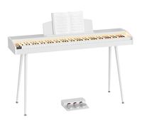 JOINATRE 88 Keys Weighted Digital Keyboard Piano with Adjustable Light,Full Size Keys Hammer-action Electronic Piano Keyboard,3 Pedal,Full-featured Keyboard for Beginner,Kids,Adults,White