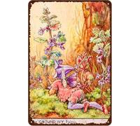 JOINCCI Vintage Metal Tin Sign - The Ground Ivy Fairy - 8x12 inch - Retro Wall Decor - Flower & Fairy Theme - Wall Mount, Tabletop - Purple