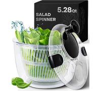 Joined Large Salad Spinner with Drain, Bowl, and Colander - Quick and Easy Multi-Use Lettuce Spinner, Vegetable Dryer, Fruit Washer, Pasta and Fries Spinner - 5.28 Qt