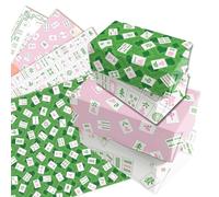 JOINFANXIN 12 Sheets Mahjong Wrapping Paper Folded 4 Designs Chinese Mahjong Game Gift Wrap Papers DIY Packing Art Paper for Chinese New Year Birthday Tea Party Decor Supplies