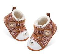 JOINFREE Baby Boots for Winter Baby Home Shoes Toddler Girls Cozy Booties Non-Slip Rubber Sole Baby First Walking Shoes BrownBears 18-24 Month Infant