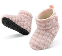 JOINFREE Baby Boys Indoor Sock Booties Cozy House Shoes for Baby Girls Non-Slip Rubber Sole Slippers for Baby StripePink 4/4.5 UK Child 20-21 EU