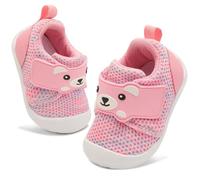 JOINFREE Baby Walking Wide Shoes Infant Boys Girls Breathable Barefoot Shoes Crib Tennis Shoes Lightweight Non-Slip Sneakers First Walkers Pink 18-24Months