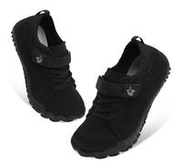 JOINFREE Kids Barefoot Shoes Boys Girls Wide Fit Trainers Lightweight Non Slip Zero Drop Sneakers for Toddler Little Big Kids Breathable Walking Shoes for School & Outdoor Black 4 UK