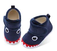 JOINFREE Kids Furry Slippers Socks Warm Boots for Baby Boys Girls with Non-Slip EVA Sole House Shoes Shark 7.5-8.5 UK Child