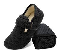 JOINFREE Men Slipper Lady Winter Diabetic Slippers Unisex Indoor Shoes Barefoot Winter Sock Shoe Black 7.5 UK