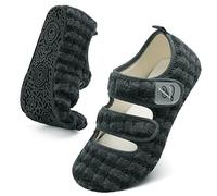 JOINFREE Men Walking Shoes Indoor Wide Bedroom Shoes Cozy Lightweight Slippers DarkGrey Stripe 9 UK