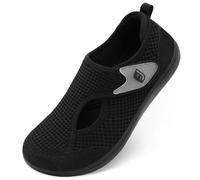 JOINFREE Mens Walking Shoes Barefoot Wide FIt Zero Drop Non Slip Traniers Breathable Knit Casual Shoes for Swollen Feet Sensitive Feet Elderly Arthritis Relief All Black Size 12