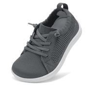 JOINFREE Toddler Boys Girls Barefoot Shoes Wide Toe Zero Drop Walking Shoes for Kids Outdoor Trail Running Sneakers Breathable Minimalist Slip-On Trainers Grey 9.5 Child
