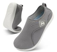 JOINFREE Women’s Barefoot Walking Shoes Wide Toe Box Casual Trainers, Zero-Drop Non-Slip Breathable Comfort Flat Shoes for Swollen Feet, Edema, Elderly & Pregnancy Grey 6 UK