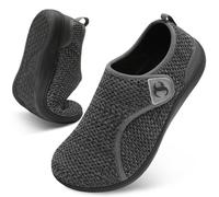 JOINFREE Women’s Barefoot Walking Shoes Wide Toe Box Casual Trainers, Zero-Drop Non-Slip Breathable Comfort Flat Shoes for Swollen Feet, Edema, Elderly & Pregnancy Navy Black Grey 7.5 UK