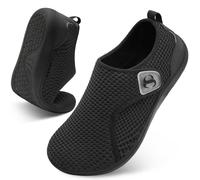 JOINFREE Women’s Barefoot Walking Shoes Wide Toe Box Casual Trainers, Zero-Drop Non-Slip Breathable Comfort Flat Shoes for Swollen Feet, Edema, Elderly & Pregnancy Black 7 UK