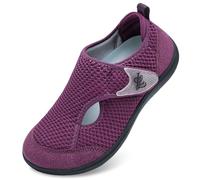 JOINFREE Women’s Wide Fit Barefoot Walking Shoes - Zero Drop Comfort Trainers with Adjustable Strap, Breathable Non-Slip Casual Shoes for Swollen or Sensitive Feet Purple 9 UK