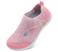 JOINFREE Women’s Wide Fit Barefoot Walking Shoes - Zero Drop Comfort Trainers with Adjustable Strap, Breathable Non-Slip Casual Shoes for Swollen or Sensitive Feet Pink 7.5 UK