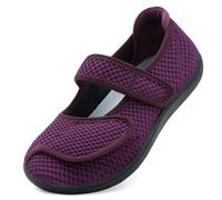 JOINFREE Womens Walking Shoes Mary Jane Wide Fit Casual Trainers Barefoot Adjustable-Strap Zero-Drop Non-Slip Comfort Shoes for Swollen Feet, Oedema, Arthritis, Elderly & Pregancy Purple 9 UK