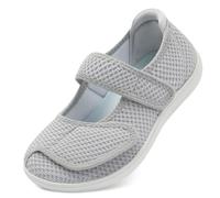 JOINFREE Womens Walking Shoes Wide Fit Mary Jane Shoes Adjustable Strap | Dual Hook and Loop Straps, Wide Toe Box, Breathable Mesh, Barefoot Zero Drop Sole for Swollen Feet, Elderly and Pregnancy