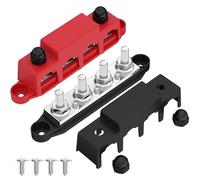 Joinfworld 12V Bus Bar 250A Power Distribution Block 4 x 3/8" (M10) Studs Marine Busbar 12 Volt for Automotive Boat RV Solar- Negative&Positive
