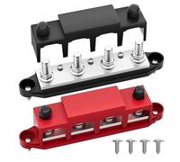 Joinfworld 12V Bus Bar 250A Power Distribution Block with 4 x 5/16"(M8) Studs Marine Busbar 12 Volt for Automotive Boat RV Solar - Negative&Positive