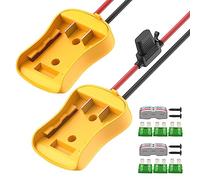 Joinfworld 2PCS Battery Adapter Compatible with Dewalt 20V Power Wheel Adapter Battery Converter Kit 12 AWG Wire with Fuses and Connectors for Robotic RC Car Toy