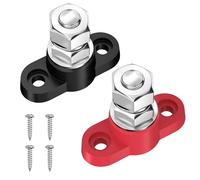 Joinfworld 3/8" 12V Battery Junction Block, M10 Insulated Power and Ground Battery Junction Post, Single Stud Power Distribution Block Terminal Post Bus Bar Positive&Negative