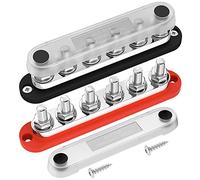Joinfworld 300A Bus Bar 12V Marine 12V Power Distribution Block with Cover 6 x 3/8" (M10) Terminal Studs Max 300V AC 48V DC Positive & Ground Busbar for Automotive Car Boat