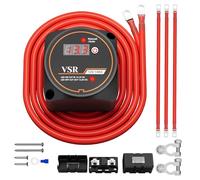 Joinfworld 3M 12V 140 Amp Split Charge Relay Kit with Led Voltmeter Manual/Auto Mode Waterproof Voltage Sensitive Relay Smart Dual Battery Isolator for Marine Truck ATV UTV RV Boat Vehicles
