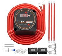 Joinfworld 3M 140 Amp 12V Split Charge Relay Kit with Led Voltmeter Manual/Auto Mode Waterproof Voltage Sensitive Relay Smart Dual Battery Isolator for Marine Truck ATV UTV RV Boat Vehicles
