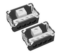 Joinfworld 4 Way Car Audio Power Distribution Block - Input: 0/2/4 Gauge, Output: 4/8/10 Gauge - Amplifier Ground Distributor/Splitter - Pack of 2