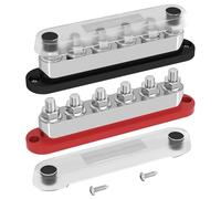 Joinfworld 600A Power Distribution Block 12V Bus Bar Terminal Block 6 x 3/8" Terminal Studs 12 Volt Marine Bus Bar with Cover Positive & Negative for Automotive Car Boat Solar System