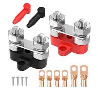 Joinfworld Bus Bar 12V 250A Power Distribution Block Dual 3/8" Studs Marine Battery Bus Bar Junction Block for Automotive Car Boat - Positive&Negative