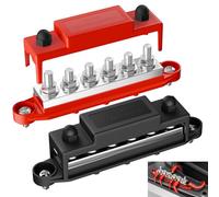 Joinfworld Bus Bar 400A 12V Power Distribution Block 6 x 5/16"(M8) Studs 48V Marine Bus Bar 12 Volt Battery Busbar Copper Terminal Block for Automotive, Car, Boat, Solar Wiring - Negative&Positive