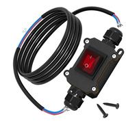 Joinfworld Inline Cord Switch 12V 20A DC Waterproof Inline Switch IP66 Red Lighted 2 Position 4 Pin DPST with 14 AWG Wire Outdoor Inline Power Lamp ON/Off Switch