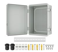 Joinfworld IP67 Outdoor Weatherproof Electrical Box 15.7"x11.8"x7.1" Outside Electric Enclosure Stainless Steel Latch Hinged Nema 4 Enclosure for WiFi, Router,DIY Projects