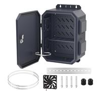 Joinfworld Outdoor Electrical Box, 15.7"x11.8"x7.9" Metal Outdoor Enclosure Box Waterproof IP65 Junction Vented Enclosure Weatherproof with Cold-Rolled Steel Plate Fan Din Rail Cable Gland