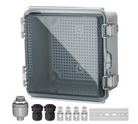 Joinfworld Outdoor Electrical Box Weatherproof Junction Box Plastic IP67 Waterproof Project Box Nema Enclosure for Electronics WiFi Network with Hinged Clear Cover Inner Size 5.1"x5.1"x3.3"