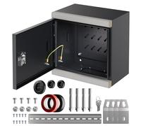 Joinfworld Outdoor Electrical Metal Box 11.8" x 11.8" x 7" Weatherproof Outdoor Junction Enclosure Steel Box with Lock Din Rail Cable Gland